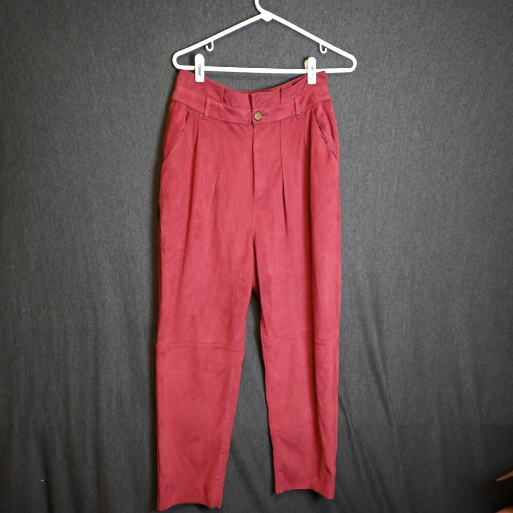 Free People Women's 6 (28x25) Nightfall Vegan Suede Pants Pomegranate
